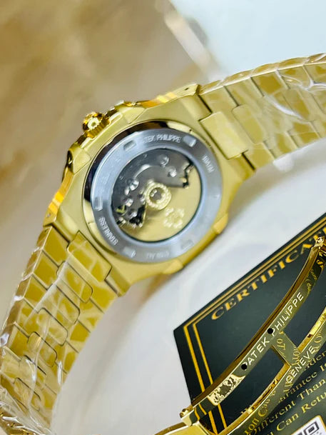 Gold Black Automatic Nautilus Watch