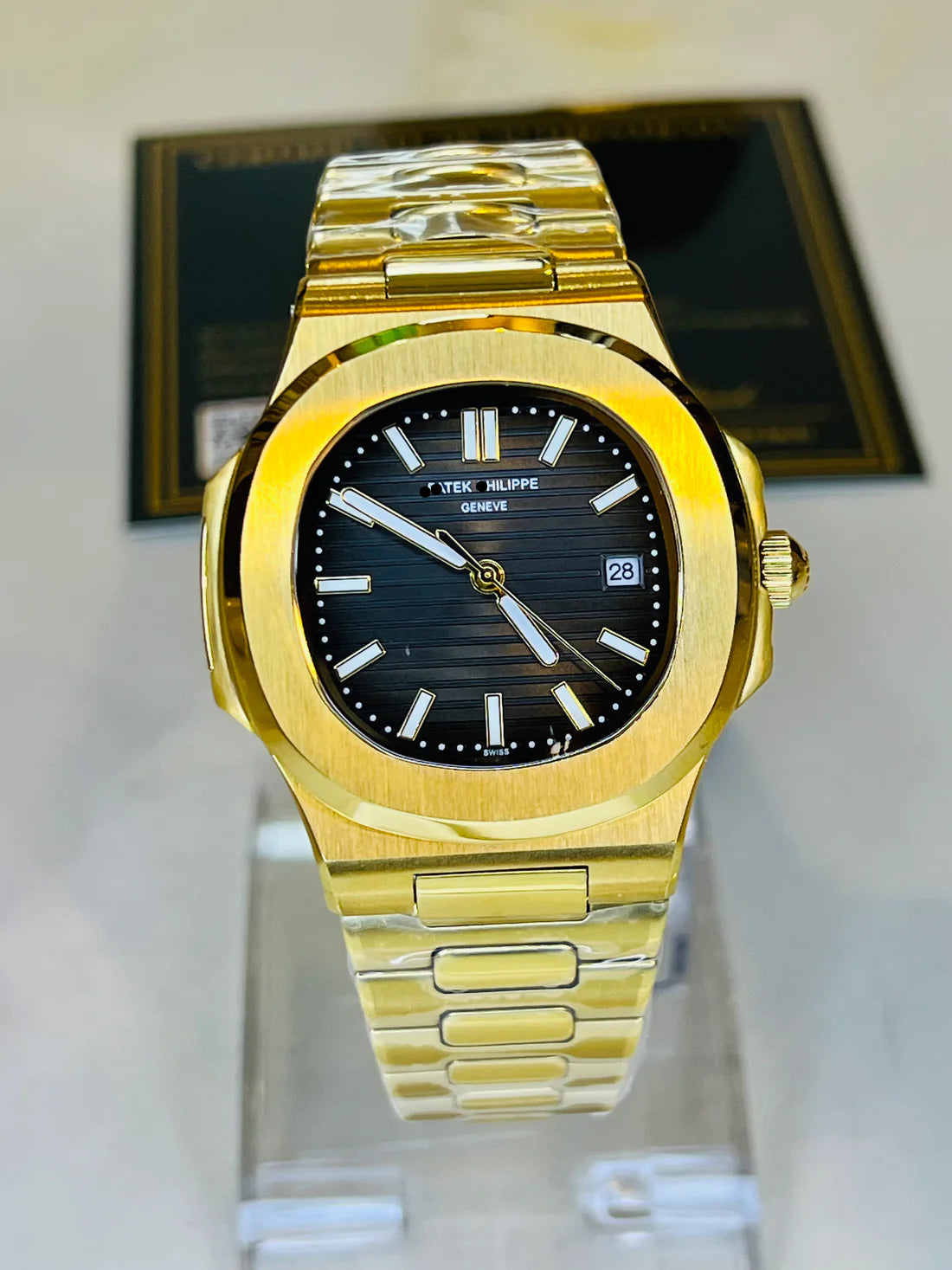 Gold Black Automatic Nautilus Watch