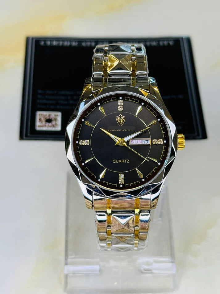 Two Tone BNBD Silver Black Prism Dial Watch