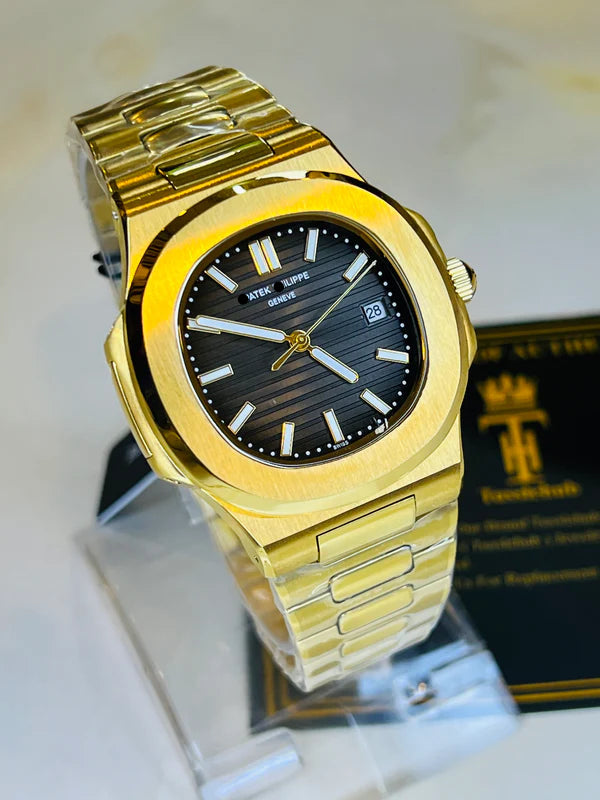 Gold Black Automatic Nautilus Watch