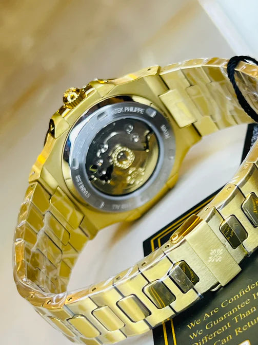 Gold Black Automatic Nautilus Watch